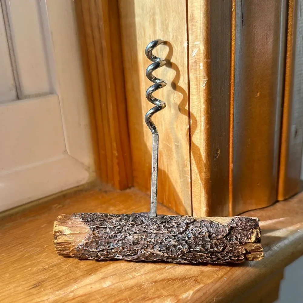 Unique faux wood branch cork screw drink accessory opener wine
